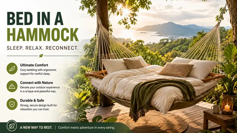 bed in a hammock providing ultimate comfort and relaxation in a tropical outdoor setting