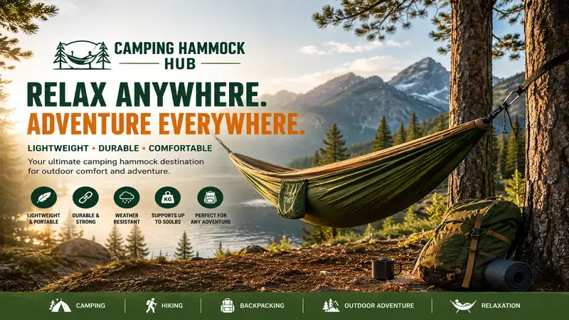 Camping Hammock Hub featuring lightweight hammocks for outdoor camping, hiking, backpacking, and relaxation