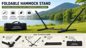 hammock stand portable foldable design with compact storage, lightweight frame, and easy transport for travel or camping