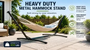heavy duty metal hammock stand with strong steel frame and high weight capacity for outdoor relaxation