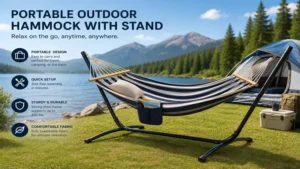 outdoor hammock with stand featuring a portable design for camping and travel