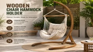 chair hammock holder with premium wooden stand for stylish patio and garden relaxation