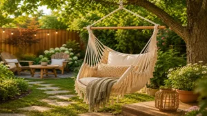 hammock chairs and swings enhancing backyard relaxation with soft cushions and natural surroundings