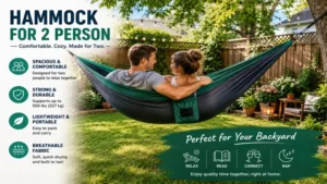 hammock for 2 person in a cozy backyard garden for outdoor relaxation