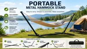portable metal hammock stand with lightweight design and easy assembly for camping and travel