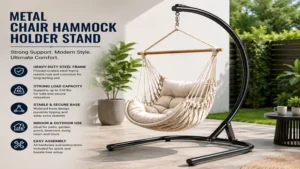 chair hammock holder with heavy duty metal stand and secure hanging chair support