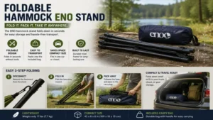Foldable hammock eno stand with compact storage and easy transport features