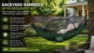backyard hammock with mosquito net installed for peaceful outdoor afternoon naps