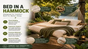 bed in a hammock featuring plush bedding ergonomic support and durable construction