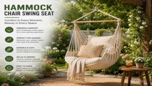 hammock chair swing seat in a flower garden designed for outdoor relaxation