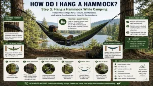 Camper attaching a hammock at a campsite for a practical how do i hang a hammock guide