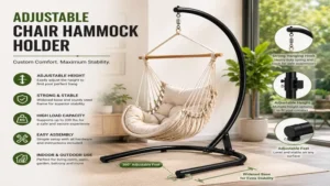 chair hammock holder with adjustable height and stable base for maximum comfort