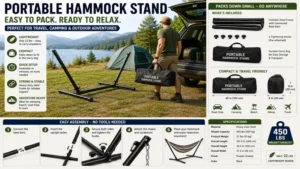 hammock stand portable travel friendly design with compact folding system, carry bag, and fast setup for adventures