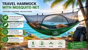 travel hammock with mosquito net suitable for tropical camping and trekking trips