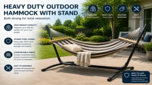 outdoor hammock with stand with heavy duty frame for outdoor relaxation