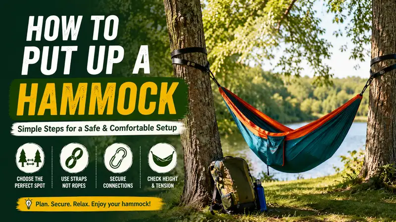How to put up a hammock safely between two trees with simple setup steps for beginners