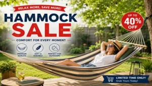 hammock sale showcasing outdoor relaxation in a backyard hammock with comfort-focused design