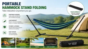 hammock stand folding with heavy-duty steel frame for maximum stability and durability