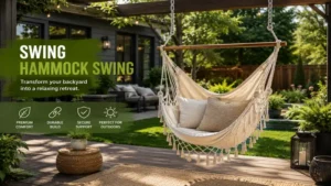 Swing hammock swing installed in a modern backyard for outdoor relaxation