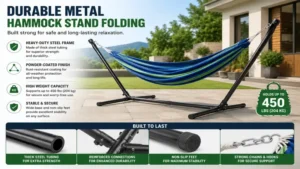 hammock stand folding featuring quick assembly and tool-free installation for outdoor use