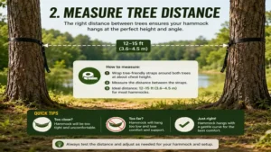 How to put up a hammock by measuring the correct distance between trees for proper support