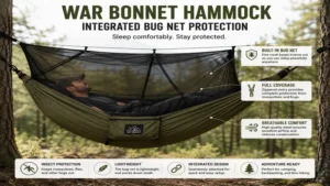 war bonnet hammock with built-in bug net providing reliable insect protection during camping trips