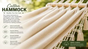 cotton hammock fabric close-up showing soft texture and durable woven construction