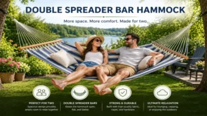 double spreader bar hammock designed for two people enjoying outdoor leisure