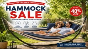 hammock sale featuring a double hammock designed for couples enjoying outdoor relaxation