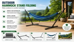 hammock stand folding with compact portable design for camping travel and backyard relaxation
