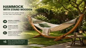 hammock with stand wooden creating a relaxing garden retreat ideal for reading and unwinding outdoors