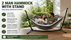 2 man hammock with stand for indoor and outdoor easy setup