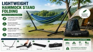 hammock stand folding product overview highlighting durable construction and outdoor versatility