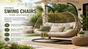 Spacious swing chairs for outside designed for two people relaxing together