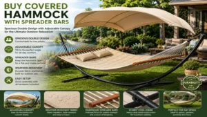 buy covered hammock with spreader bars featuring a spacious double design and adjustable canopy