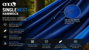 Close-up of durable nylon fabric used in the eno singlenest hammock
