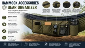 Convenient gear organizer hammock accessories with multiple storage pockets for keeping essentials within easy reach