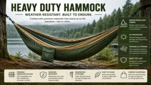 heavy duty hammock made from weather-resistant materials for outdoor use