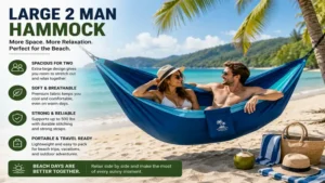 large 2 man hammock beach use for relaxing by the ocean