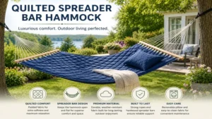 quilted spreader bar hammock featuring padded fabric for enhanced comfort outdoors