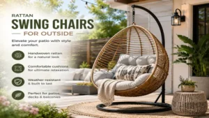 Modern rattan swing chairs for outside creating a cozy patio seating space