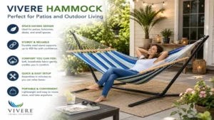 vivere hammock placed on a patio for comfortable outdoor leisure