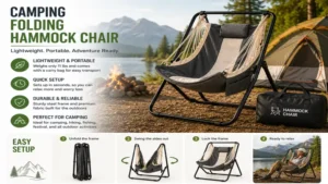 Camping folding hammock chair offering lightweight portability and quick setup