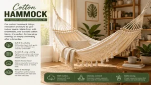 cotton hammock integrated into an indoor living space for stylish relaxation