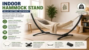 best hammock stand placed indoors to create a cozy and relaxing living space