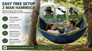 2 man hammock tree setup with secure straps for easy outdoor installation