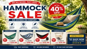 hammock sale presenting discount offers on multiple hammock styles with limited-time savings