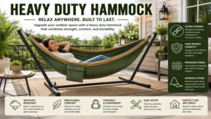 heavy duty hammock placed on a patio to create a relaxing outdoor retreat
