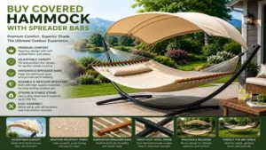buy covered hammock with spreader bars offering premium comfort and elegant outdoor relaxation