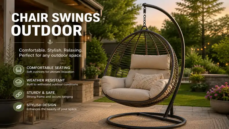Chair swings outdoor creating a comfortable and stylish seating area for a backyard patio